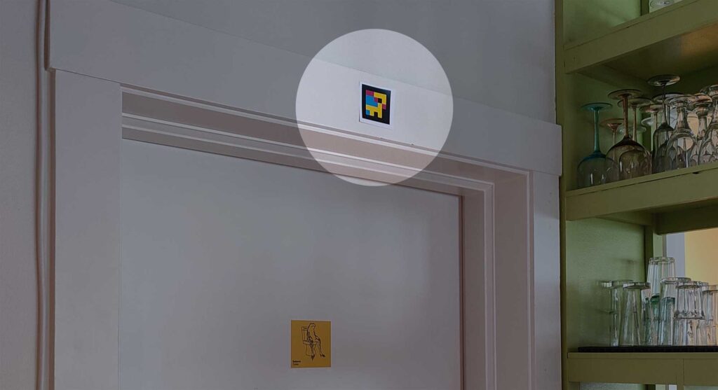 Tag above the accessible toilet